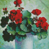 Red Geranium Vase Art Diamond Painting