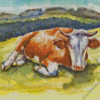 Brown Cow In The Field Diamond Painting