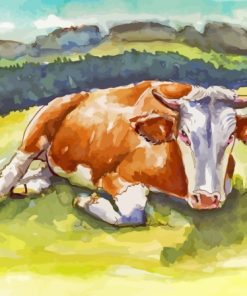 Brown Cow In The Field Diamond Painting