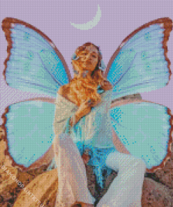 Blue Butterfly Girl Diamond Painting