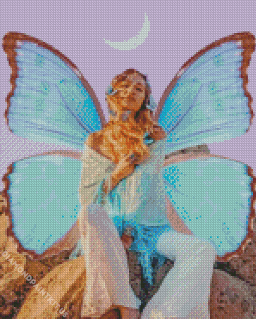 Blue Butterfly Girl Diamond Painting