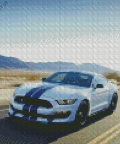 Cool White And Blue Mustang Diamond Painting