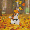 Dog In Autumn Leaves Diamond Painting