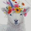 Sheep And Flowers Diamond Painting