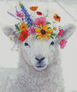 Sheep And Flowers Diamond Painting