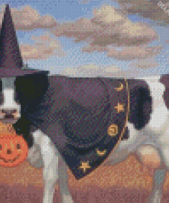 Aesthetic Halloween Cow Diamond Painting