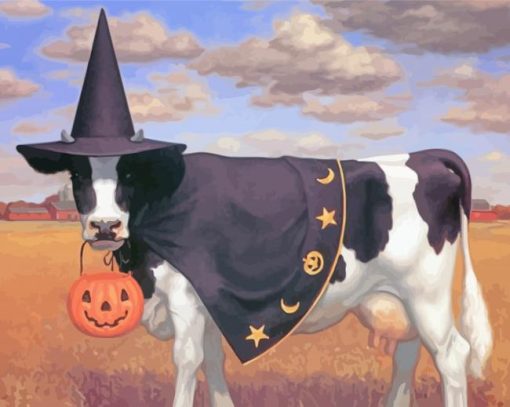 Aesthetic Halloween Cow Diamond Painting