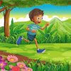 Boy Running In Forest Diamond Painting