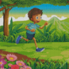 Boy Running In Forest Diamond Painting