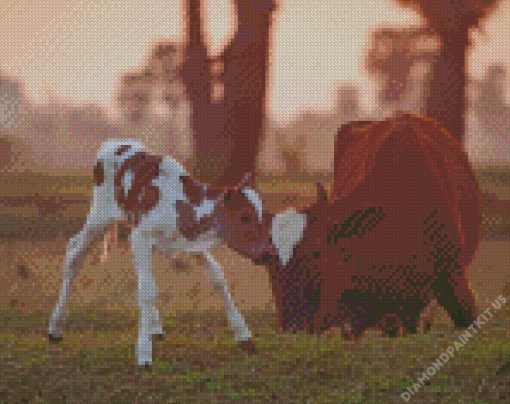 New Born Baby Cow Diamond Painting