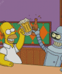 The Simpsons Homer And Bender Diamond Painting