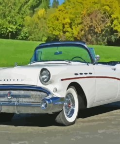 White 1957 Buick Car Diamond Painting