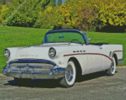 White 1957 Buick Car Diamond Painting