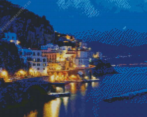 Amalfi Coast At Night Diamond Painting
