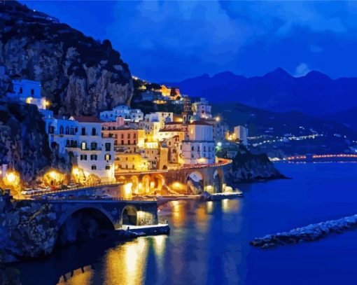 Amalfi Coast At Night Diamond Painting