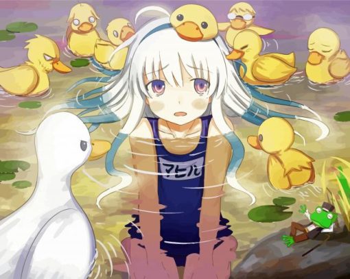 Anime Girl With Ducks Diamond Painting