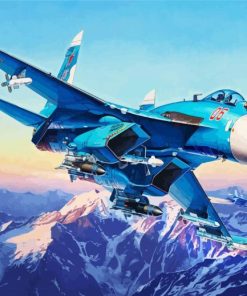 Blue Fighter Plane Diamond Painting