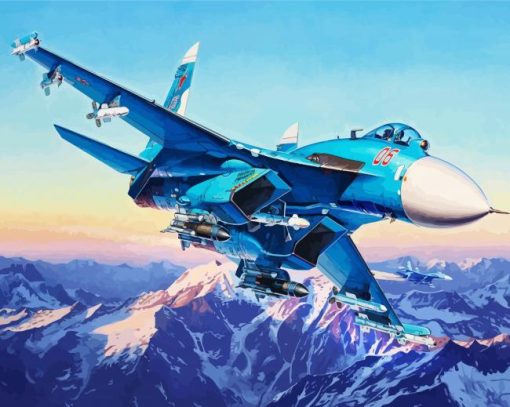 Blue Fighter Plane Diamond Painting