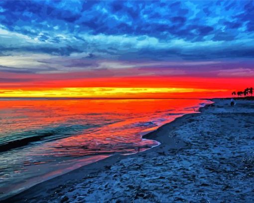 Captiva Island Beach At Sunset Diamond Painting