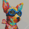 Colorful Dog With Glasses Diamond Painting
