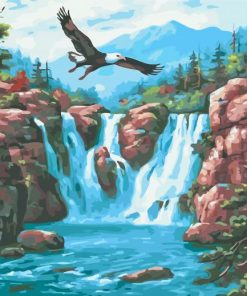 Eagle Over Waterfall Art Diamond Painting