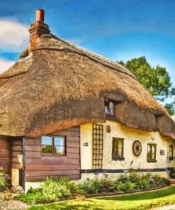 English Cotswold Cottage Thatch Diamond Painting