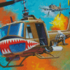 Huey Helicopters Art Diamond Painting