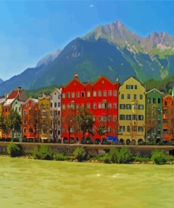 Innsbruck River Buildings Diamond Painting