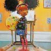 Little Black Girl Painter Diamond Painting