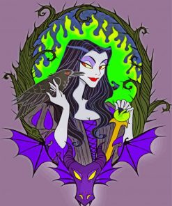Maleficent And Her Crow Diamond Painting