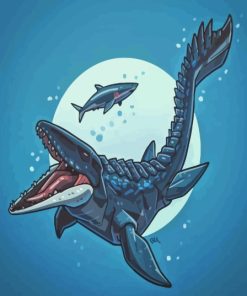 Mosasaurus And Shark Art Diamond Painting