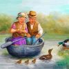 Old Couples On Boat Diamond Painting