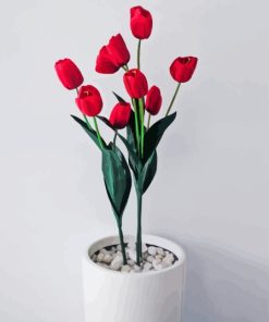 Red Flower In White Pot Diamond Painting