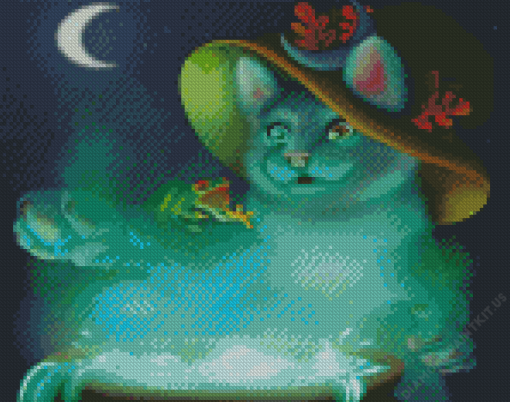 Creepy Cat Witch Diamond Painting