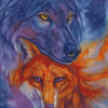 Cute Fox And Wolf Art Diamond Painting