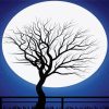 Full Moon And Dead Tree Silhouette Diamond Painting
