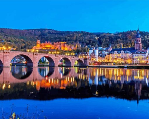 Heidelberg Bridge At Night Diamond Painting