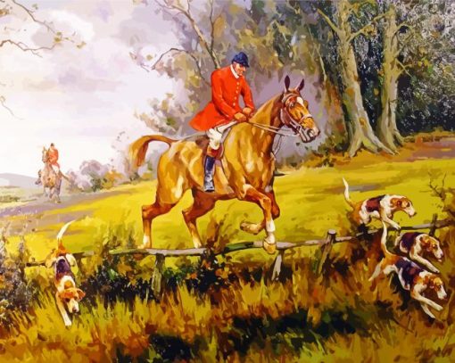 Hunting Foxhounds Scene Diamond Painting