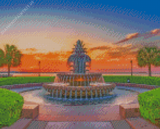 Pineapple Fountain Charleston Diamond Painting
