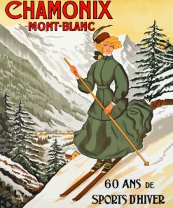 Chamonix Ski Vintage Poster Diamond Painting