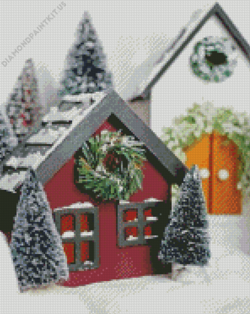 Christmas Birdhouse Diamond Painting