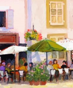 Crowded French Country Cafe Diamond Painting