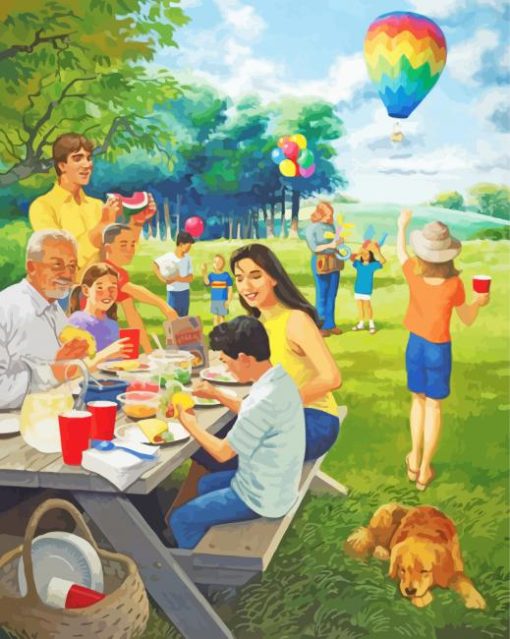 Family Picnic In The Park Diamond Painting