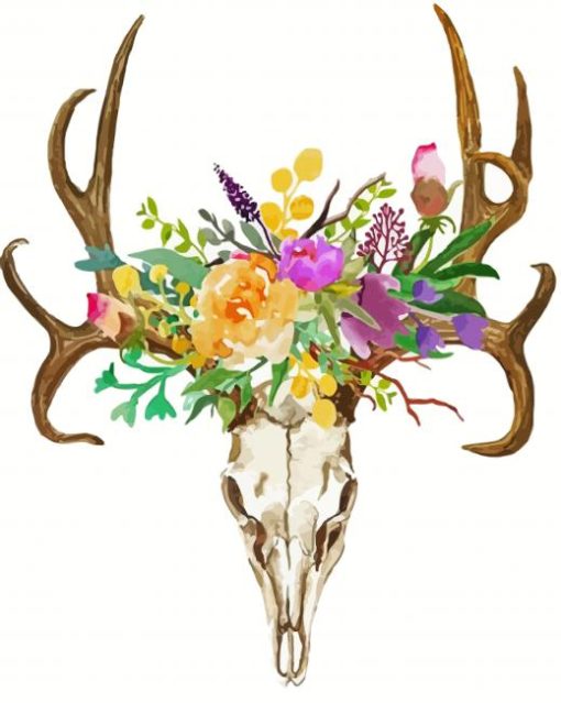 Floral Deer Skull Diamond Painting
