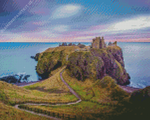 Aberdeen Dunnottar Castle Sunset Diamond Painting