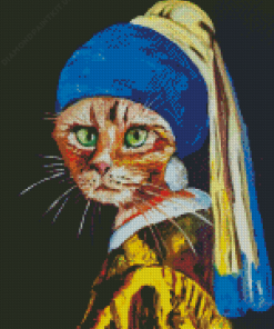 Abstract Cat With A Pearl Earring Diamond Painting