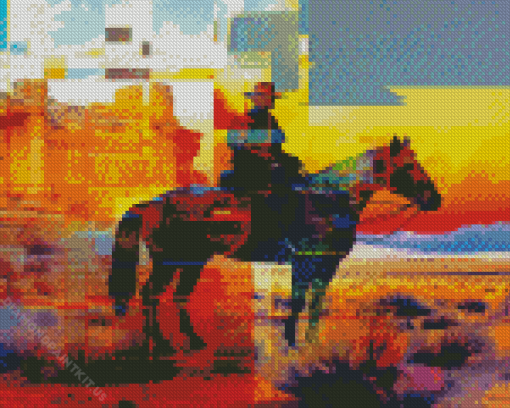Abstract Cowboy In Desert Diamond Painting