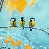 Birds On Stick And Snow Diamond Painting