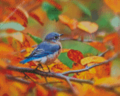 Blue Bird In Autumn Diamond Painting