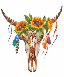 Bull With Sunflowers On Head Diamond Painting